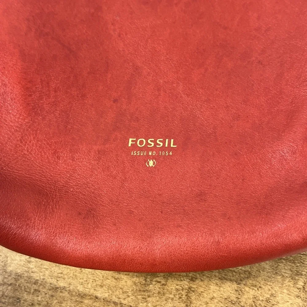 Fossil Red Leather Crossbody Bag Purse